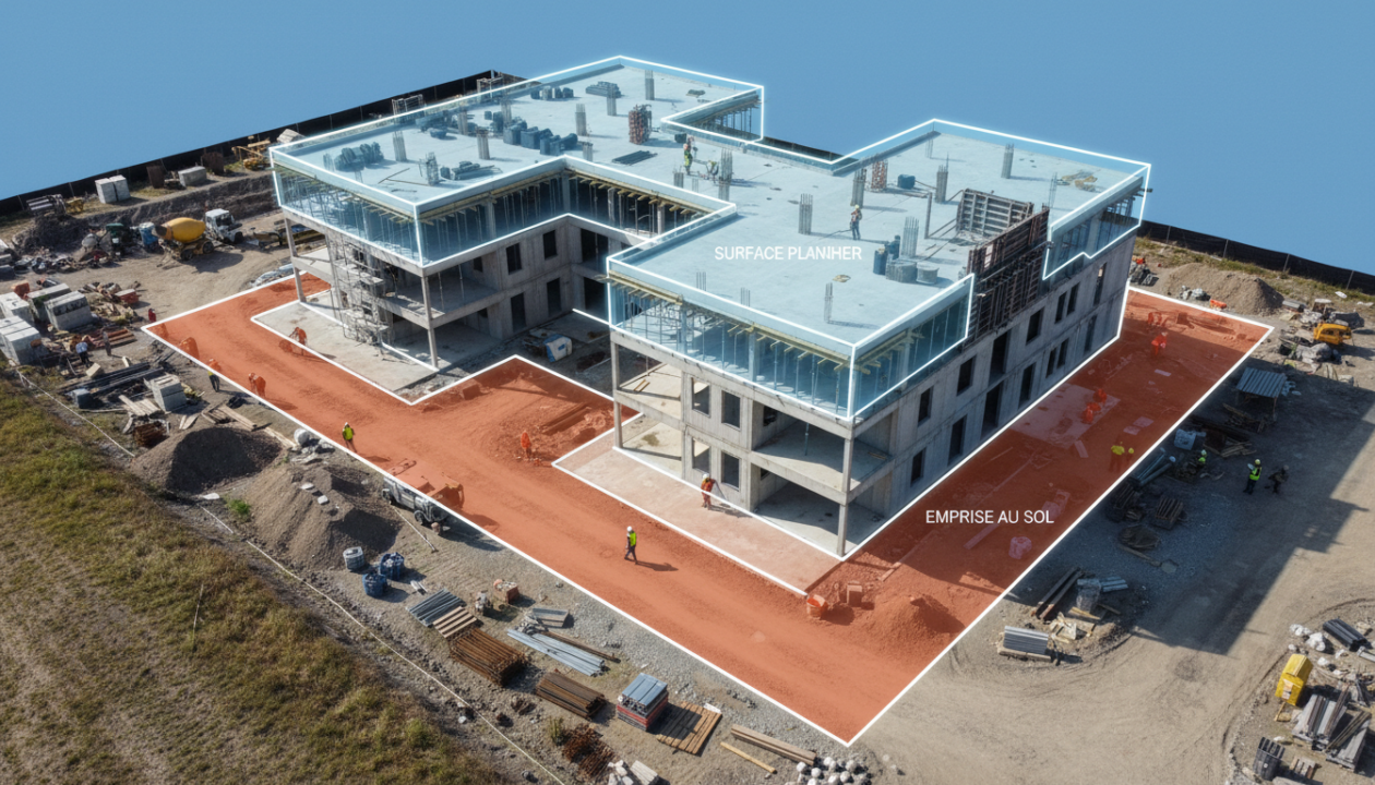 découvrez les différences entre surface plancher et emprise au sol pour mieux planifier vos travaux et respecter les réglementations d'urbanisme.