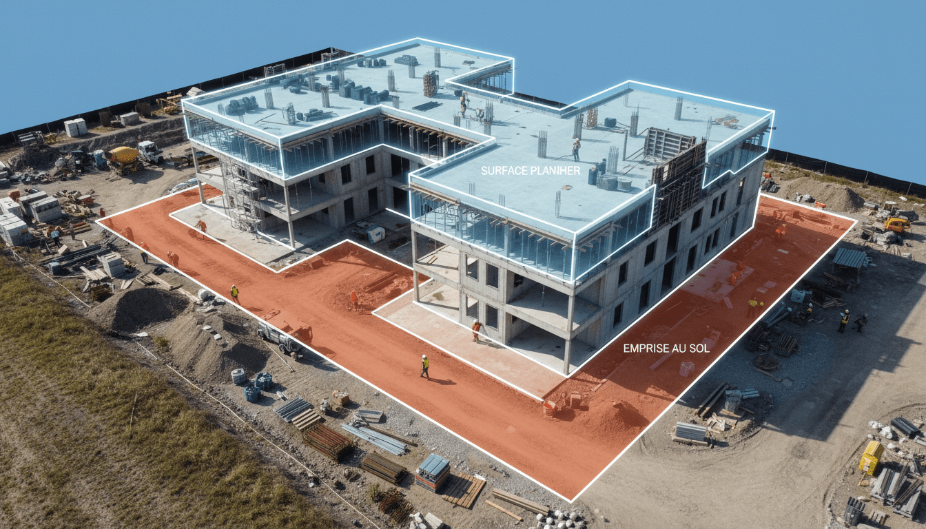 découvrez les différences entre surface plancher et emprise au sol pour mieux planifier vos travaux et respecter les réglementations d'urbanisme.