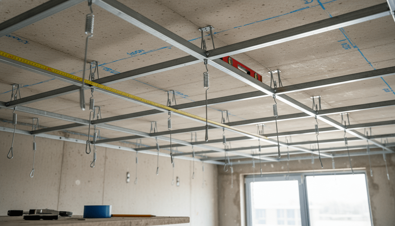 Faux plafond suspendu Calcul du nombre de suspentes et rails — free download