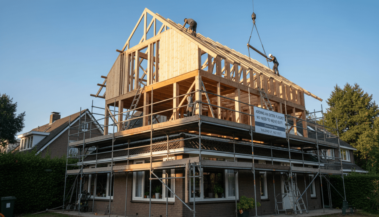 découvrez comment la surélévation de toiture en bois vous permet de gagner un étage supplémentaire sans quitter votre maison, alliant confort et optimisation de l'espace.